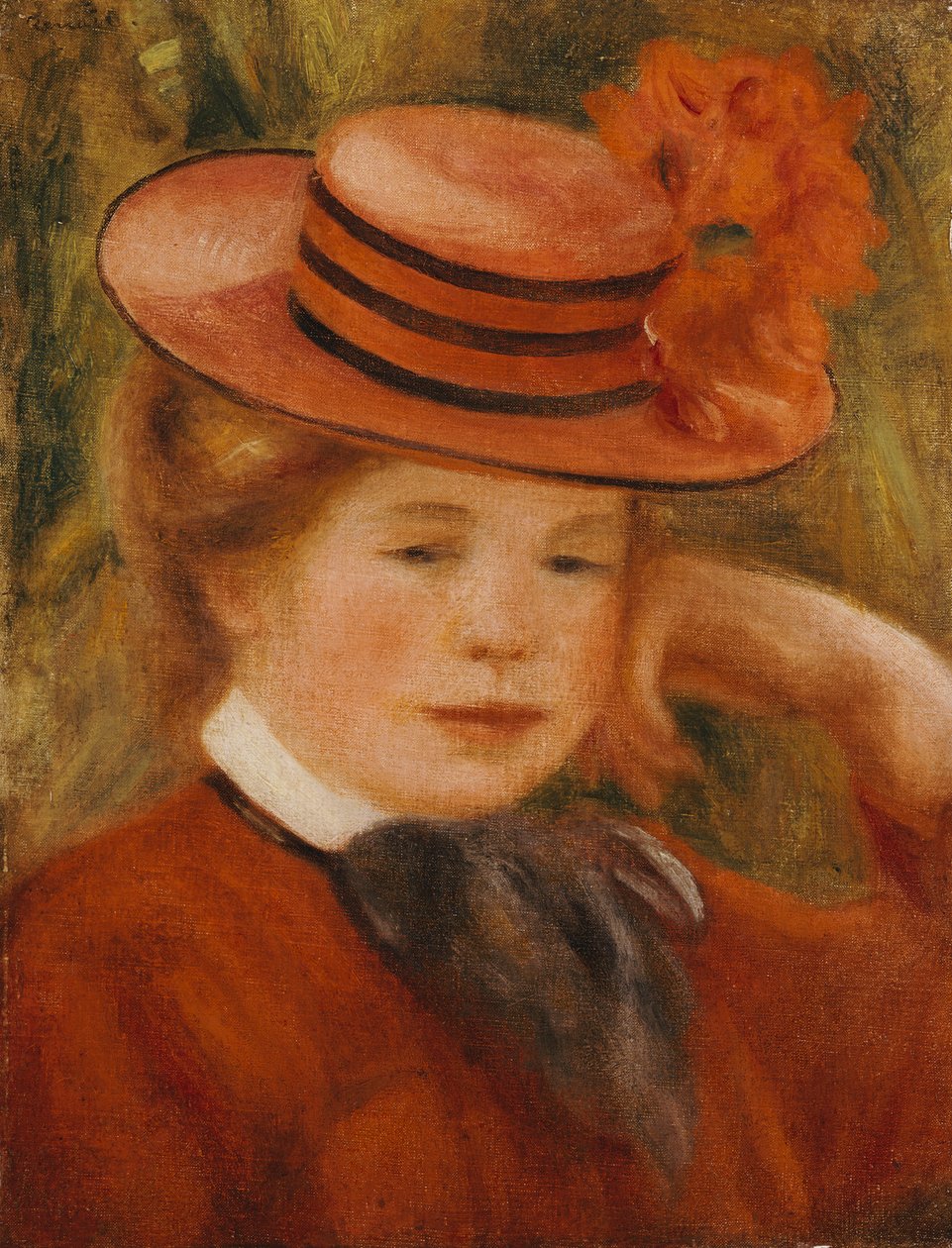 En ung pige med en rød hat, 1899 af Pierre Auguste Renoir