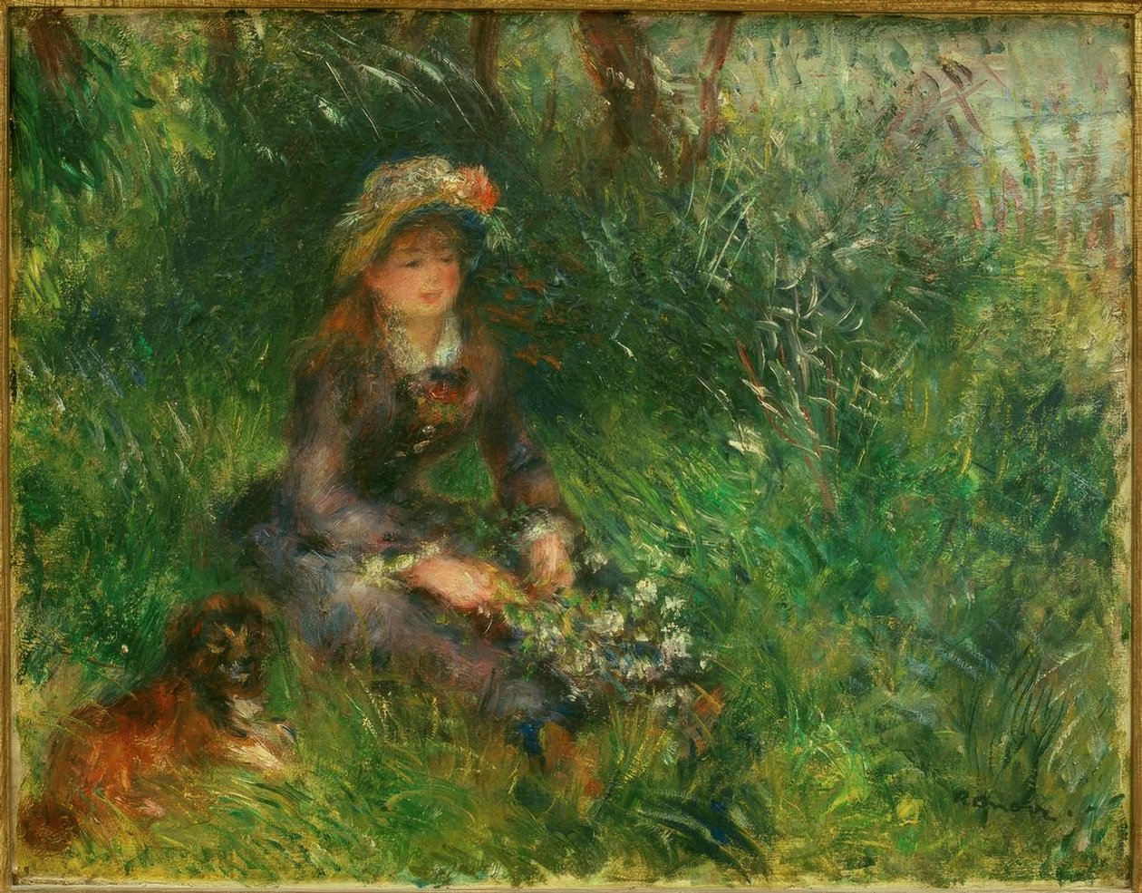 Aline Charigot med hunden af Pierre Auguste Renoir