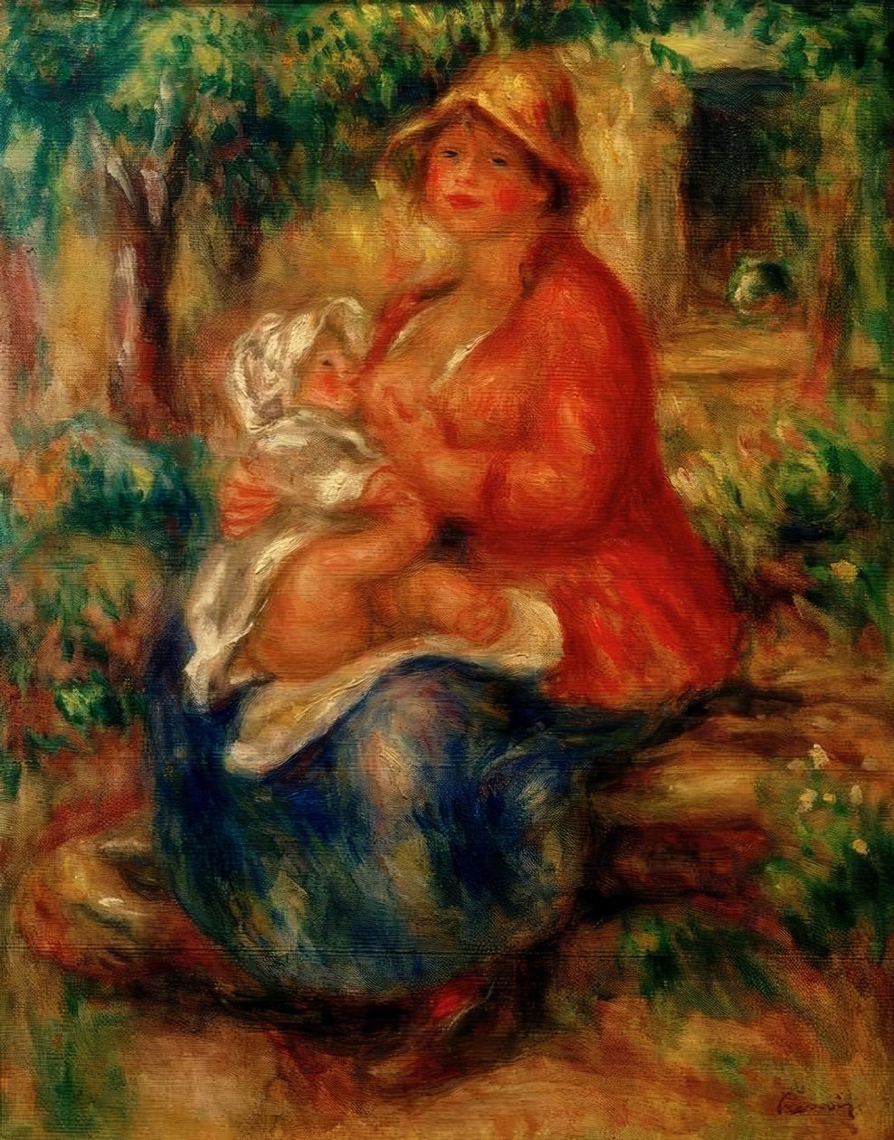 Aline Renoir ammer sin søn af Pierre Auguste Renoir