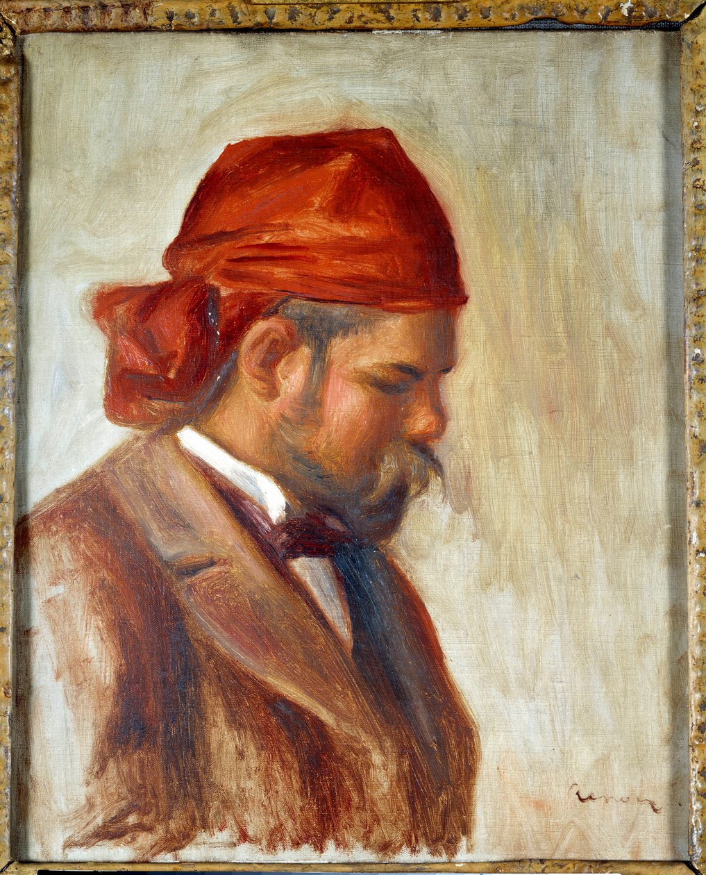 Ambroise Vollard (1868-1939) med et rødt tørklæde, malerhandler, af Pierre Auguste Renoir (1841-1919), ca. 1899 af Pierre Auguste Renoir