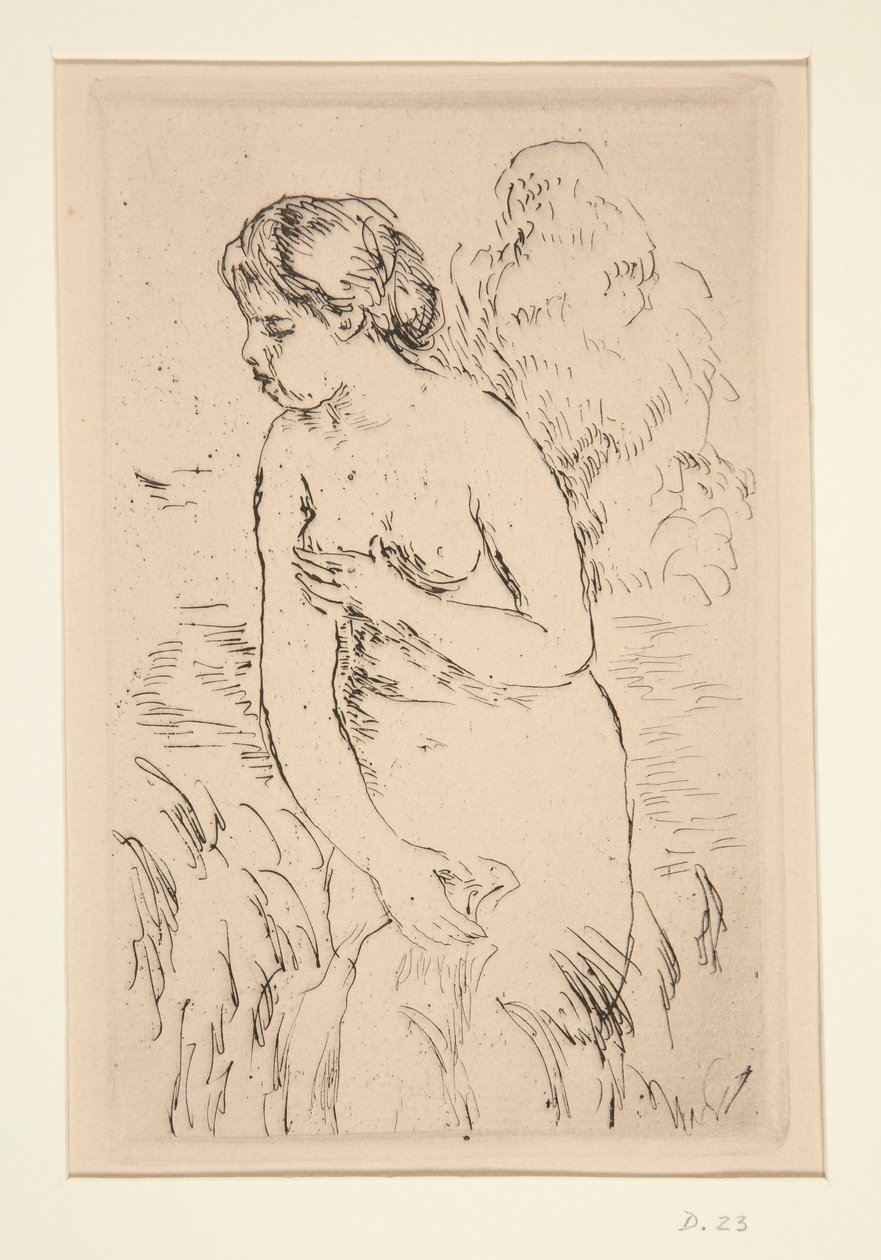 Baigneuse debut, ? mi-jambes (stående bader, ned til knæene) af Pierre Auguste Renoir