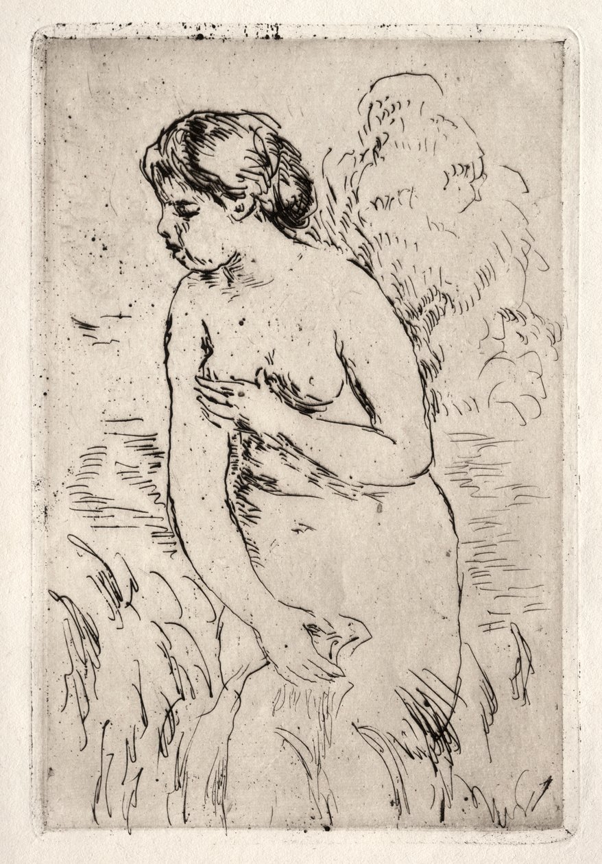 Badende stående op til sine knæ af Pierre Auguste Renoir