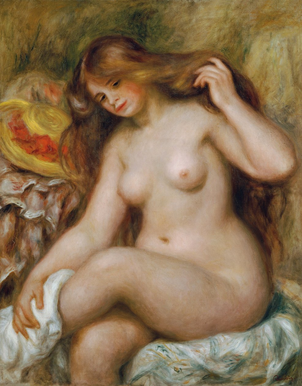 Badende med blond, løst hår, ca. 1903. af Pierre Auguste Renoir