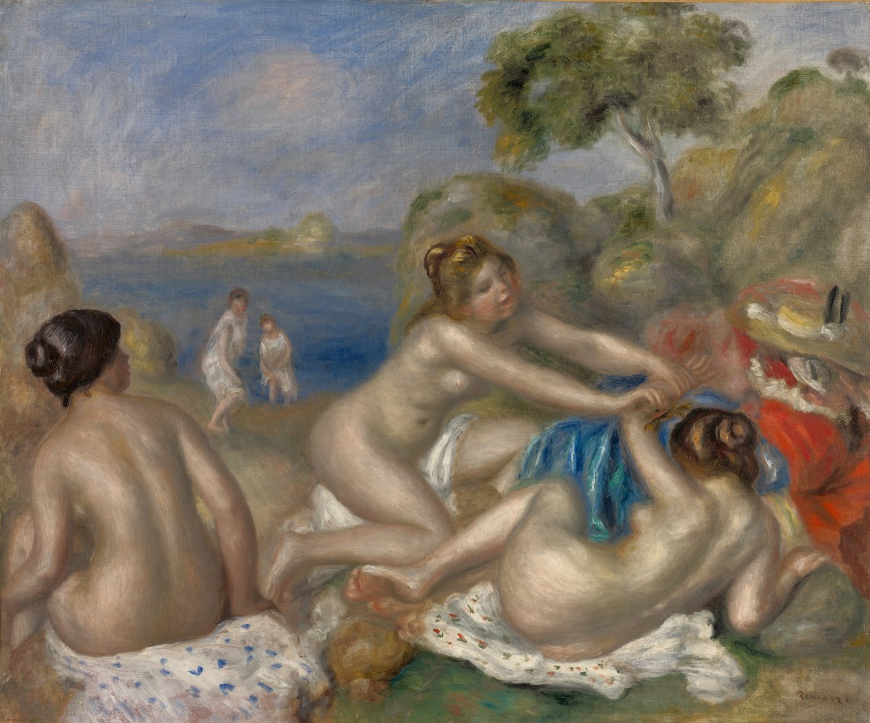 Badende leger med en krabbe, ca. 1897 (olie på stof) af Pierre Auguste Renoir