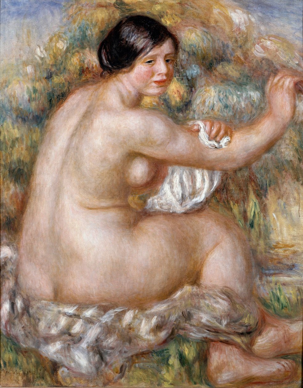 Stor nøgen siddende. Maleri af Pierre Auguste RENOIR (1841-1919) af Pierre Auguste Renoir