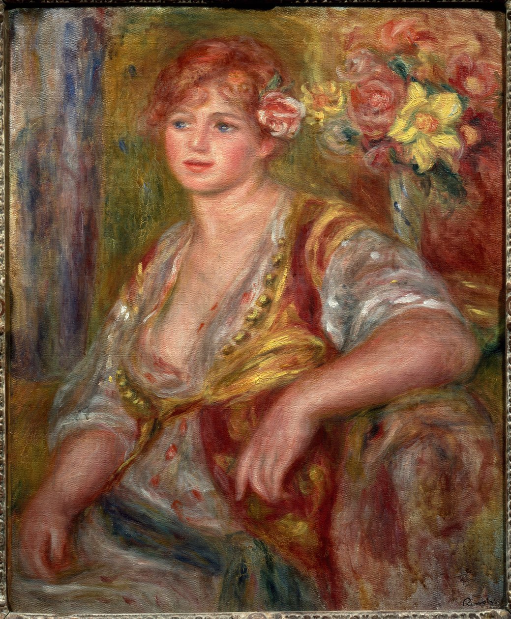Blond med rosen (Portræt af Andree Madeleine Heuschling), omkring 1915 (olie på lærred) af Pierre Auguste Renoir