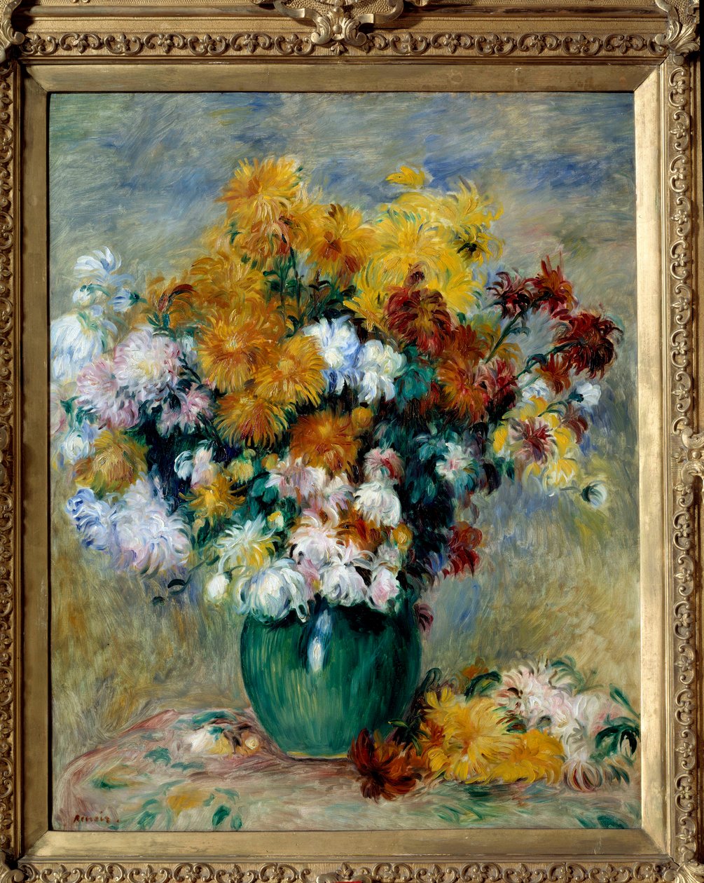 Buket af krysantemum. Maleri af Pierre Auguste Renoir (1841-1919) af Pierre Auguste Renoir