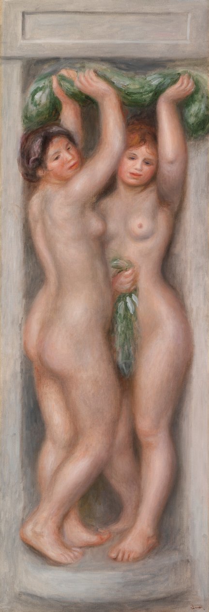 karyatider (karyatider); også kaldet Two Baders (dekorativt panel) af Pierre Auguste Renoir