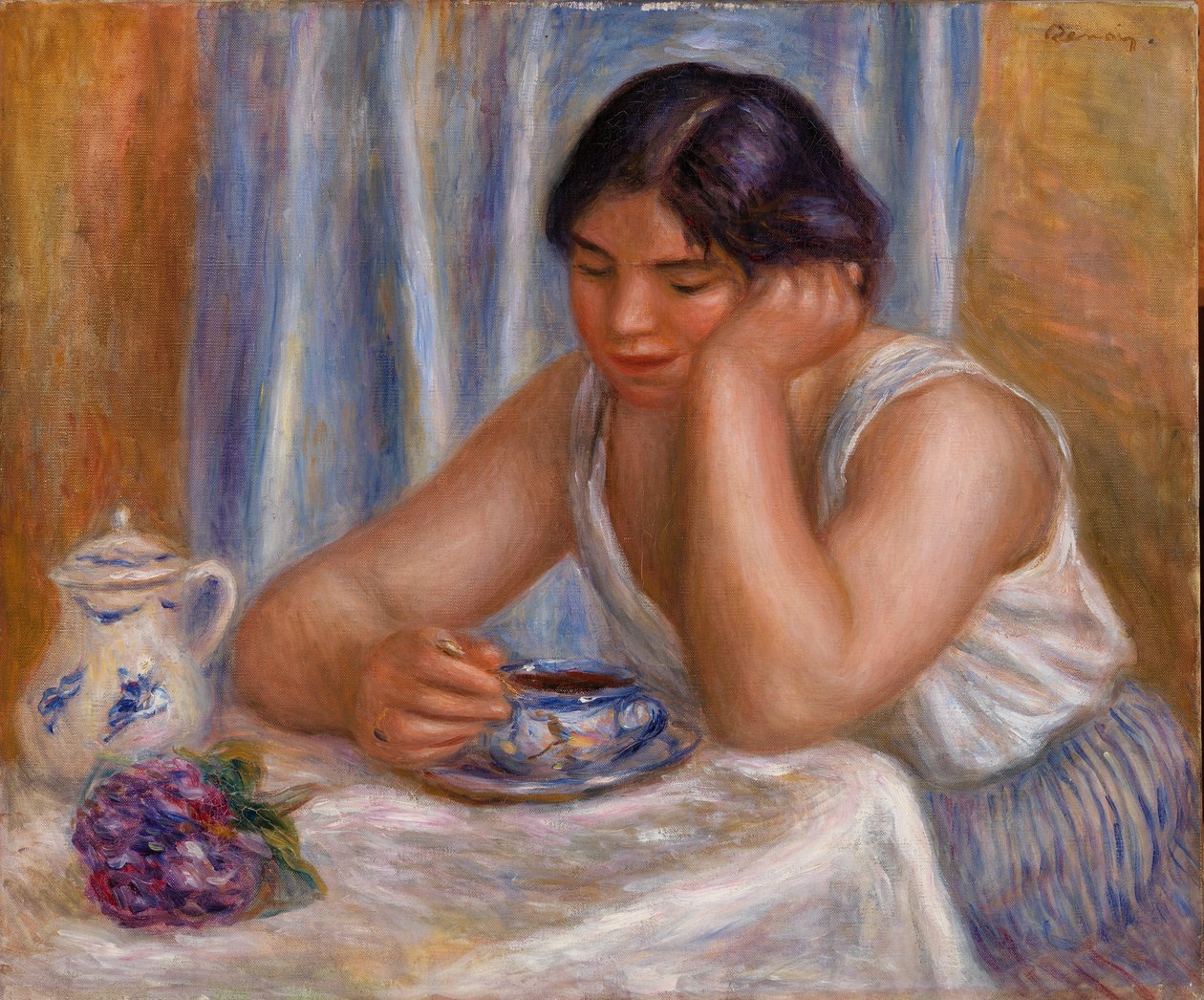 Kop chokolade (kvinde tager chokolade) af Pierre Auguste Renoir