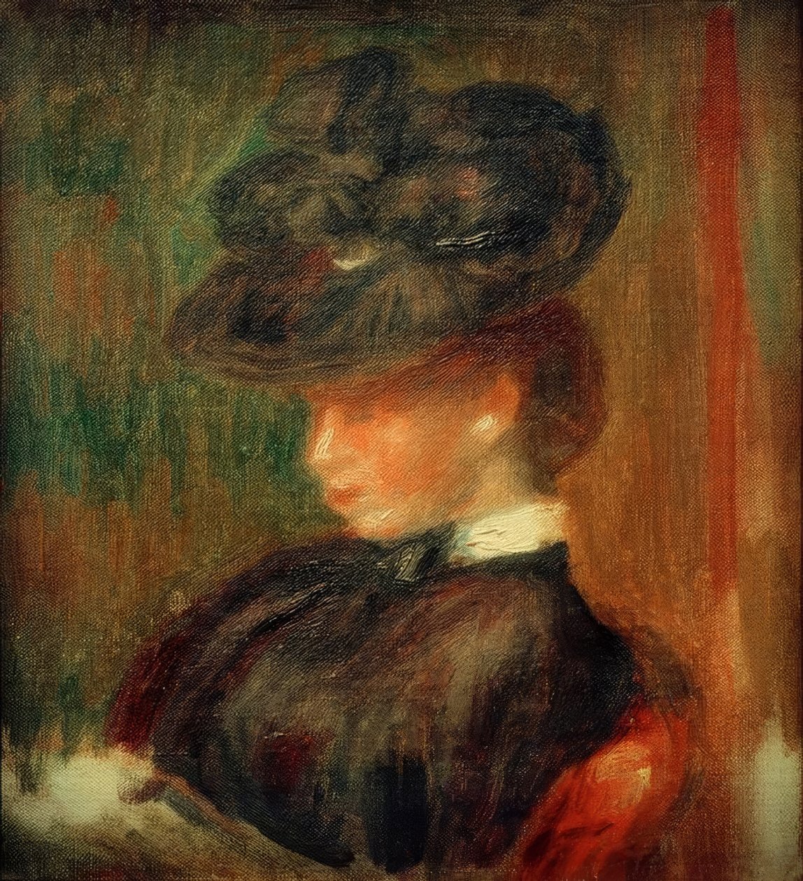 Dame med hat af Pierre Auguste Renoir