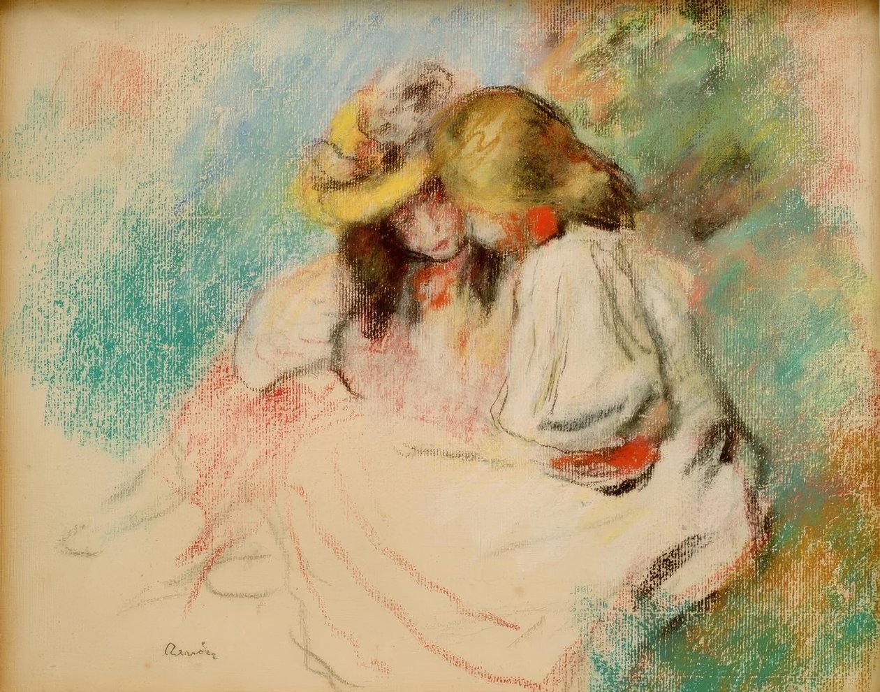 To små piger læser af Pierre Auguste Renoir