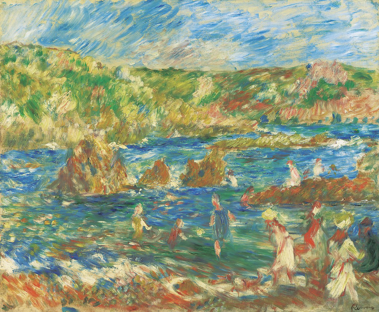 Børn på stranden Guernsey, ca. 1883 af Pierre Auguste Renoir