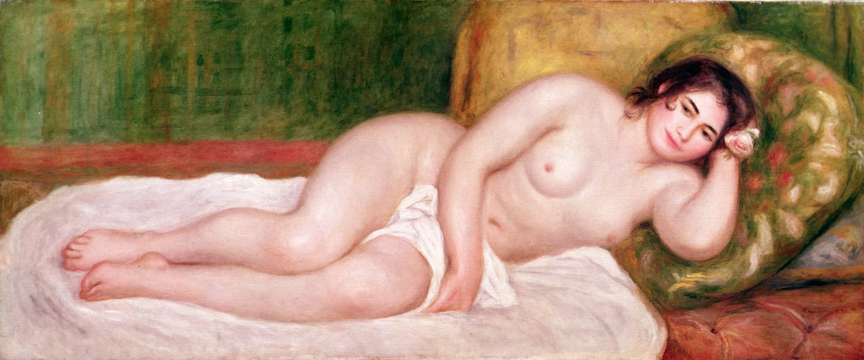 Kvinde nøgen på en sofa af Pierre Auguste Renoir