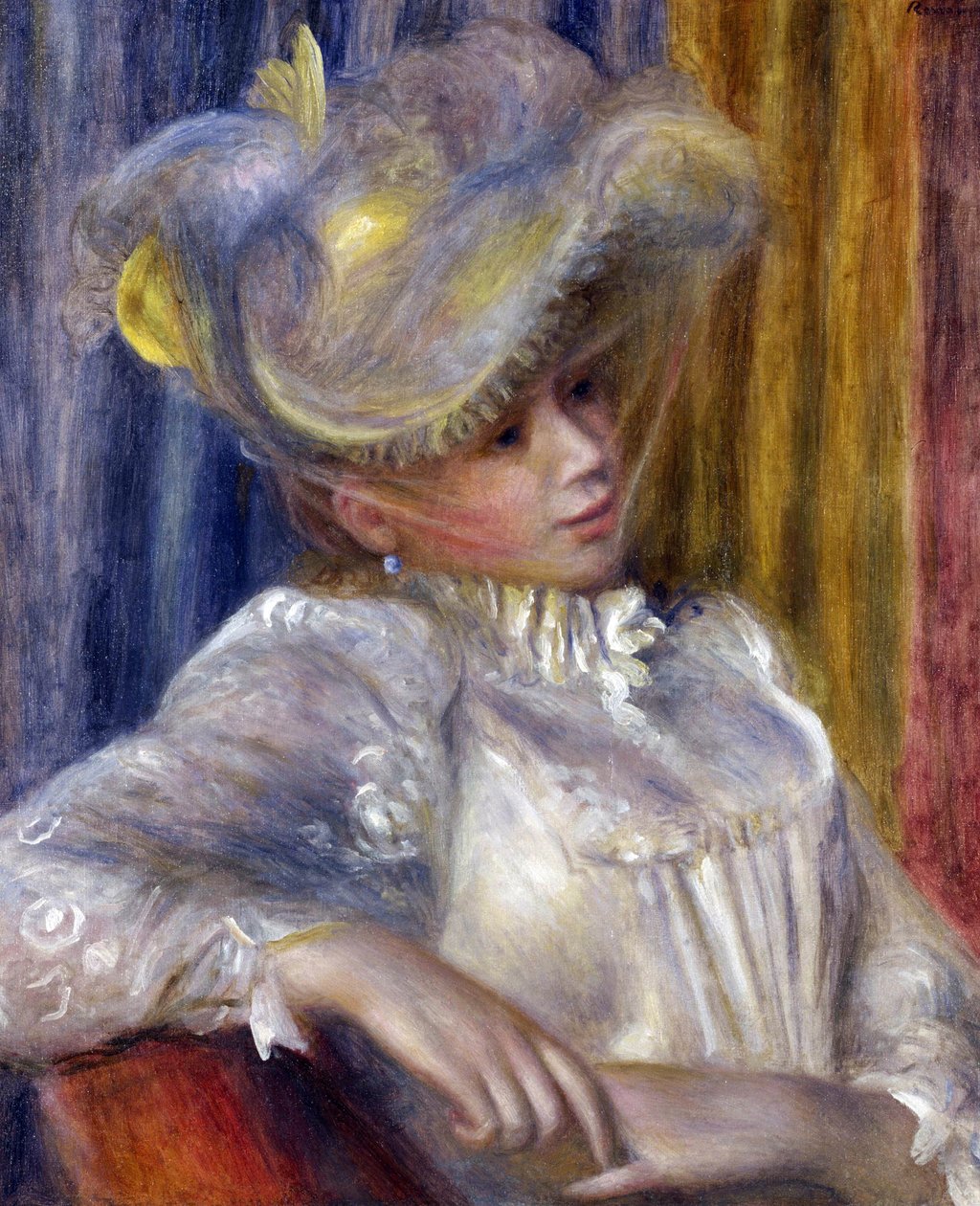 ""Kvinde med en hat"" Maleri af Pierre Auguste Renoir (1841-1919) 1891 Dim 56x46,5 cm National Museum of Western Art, Tokyo af Pierre Auguste Renoir