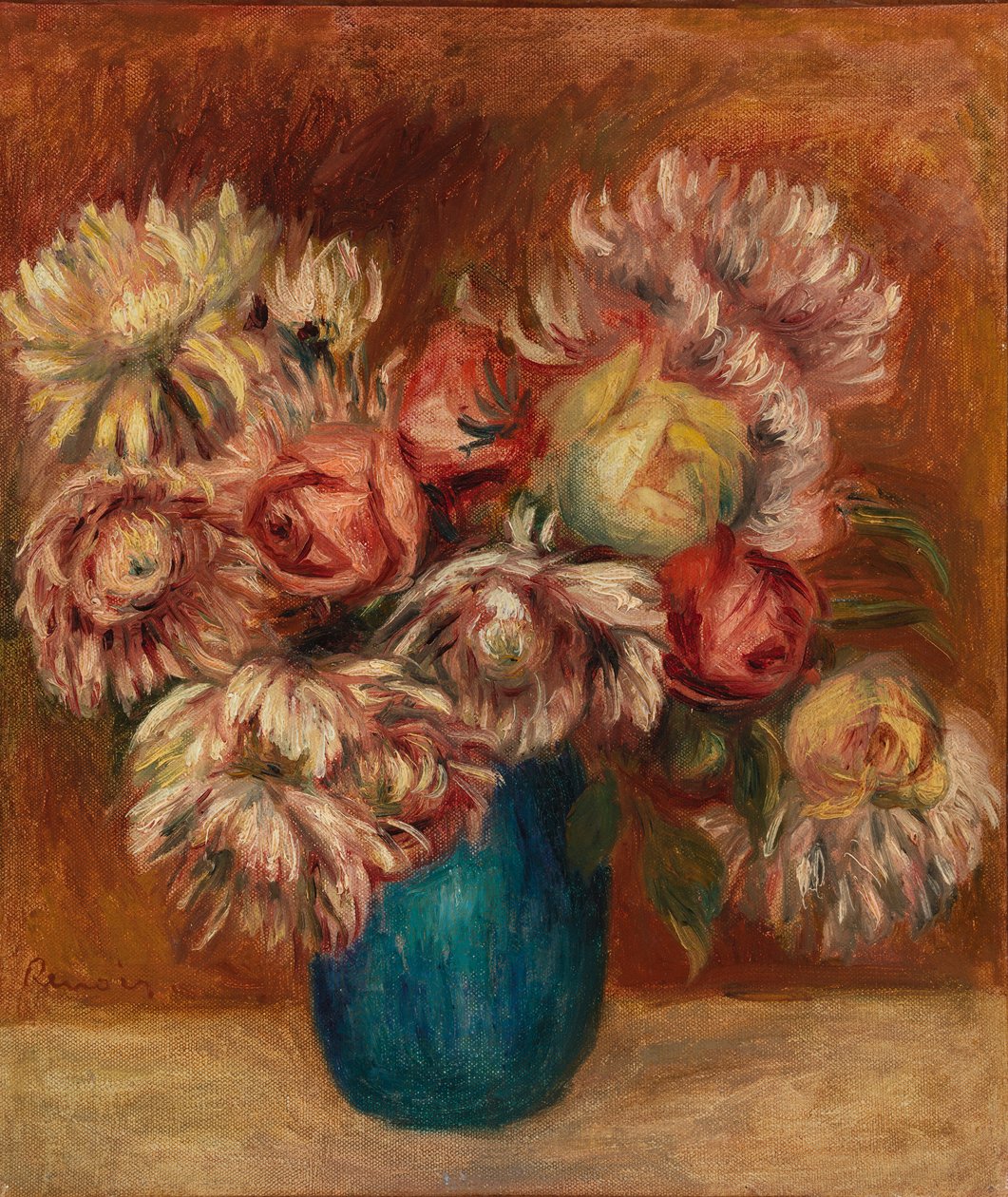 Blomster i en grøn vase af Pierre Auguste Renoir