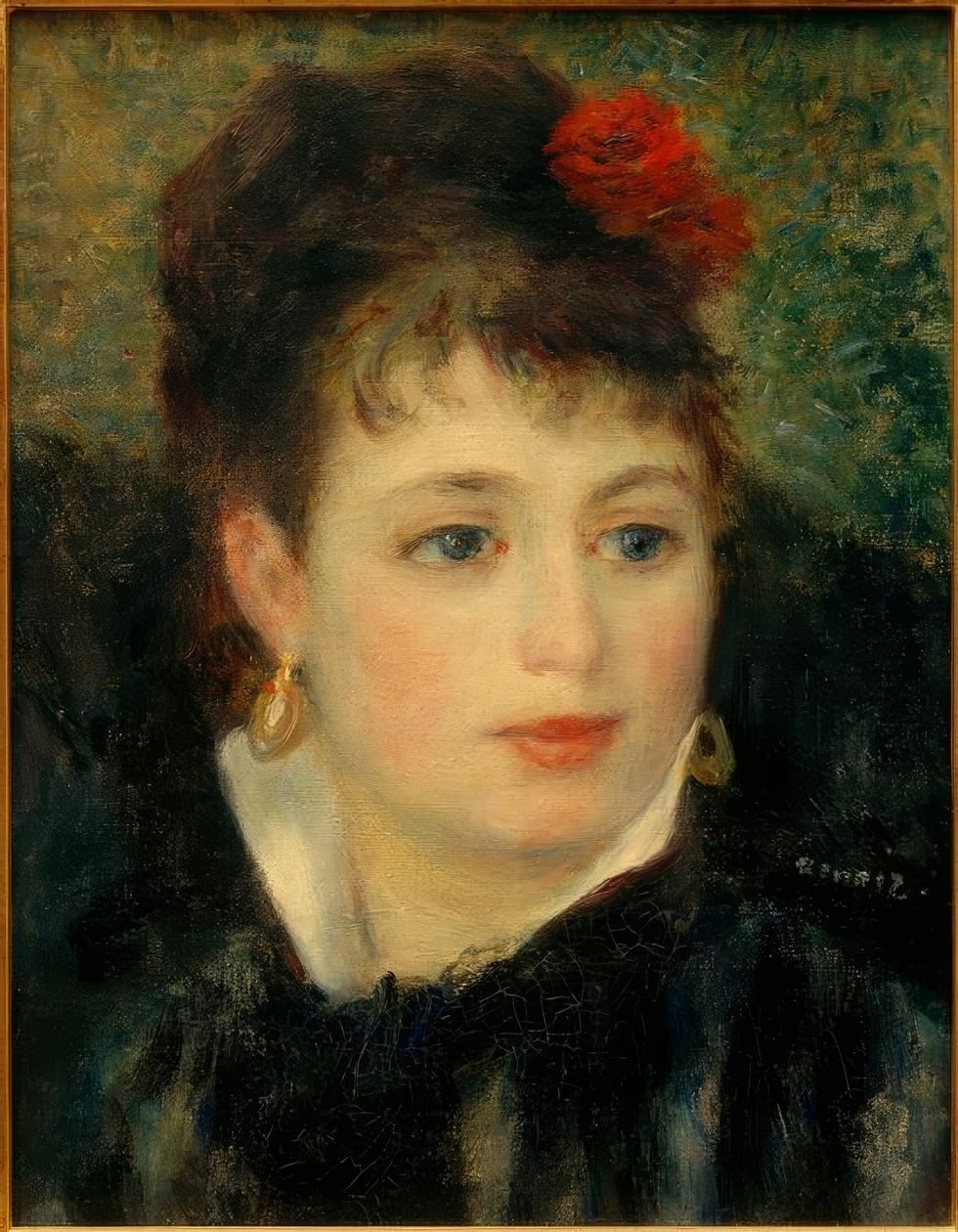 Kvinde med rose af Pierre Auguste Renoir
