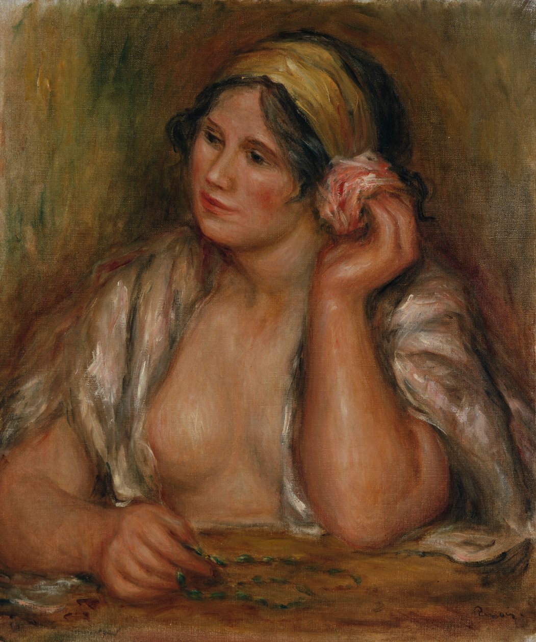 Gabrielle med grøn halskæde, ca. 1905 af Pierre Auguste Renoir