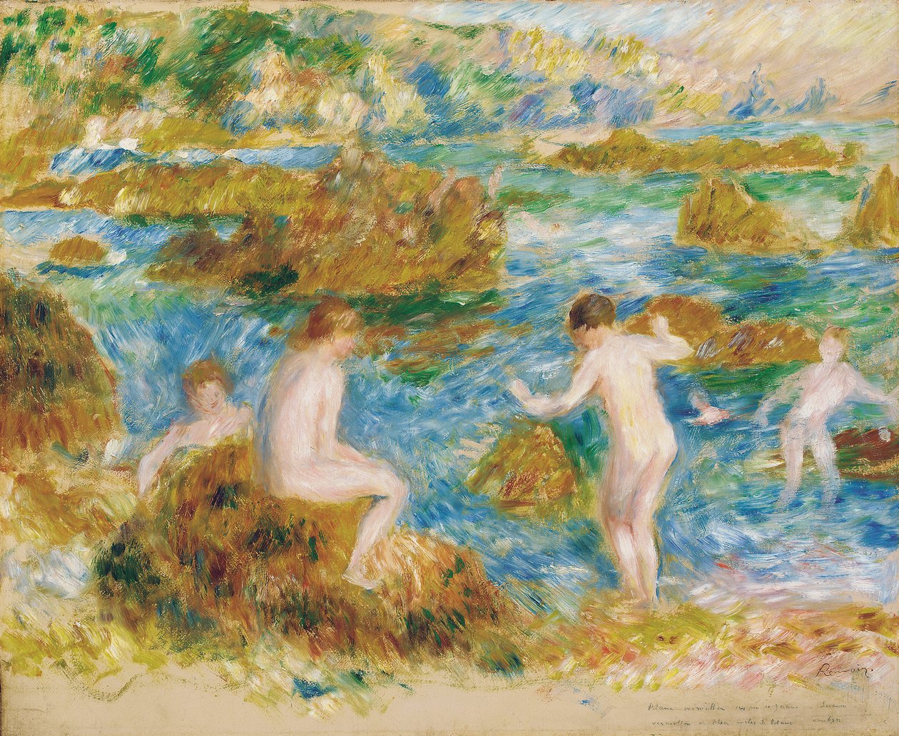 Nøgne drenge i klipperne på Guernsey af Pierre Auguste Renoir