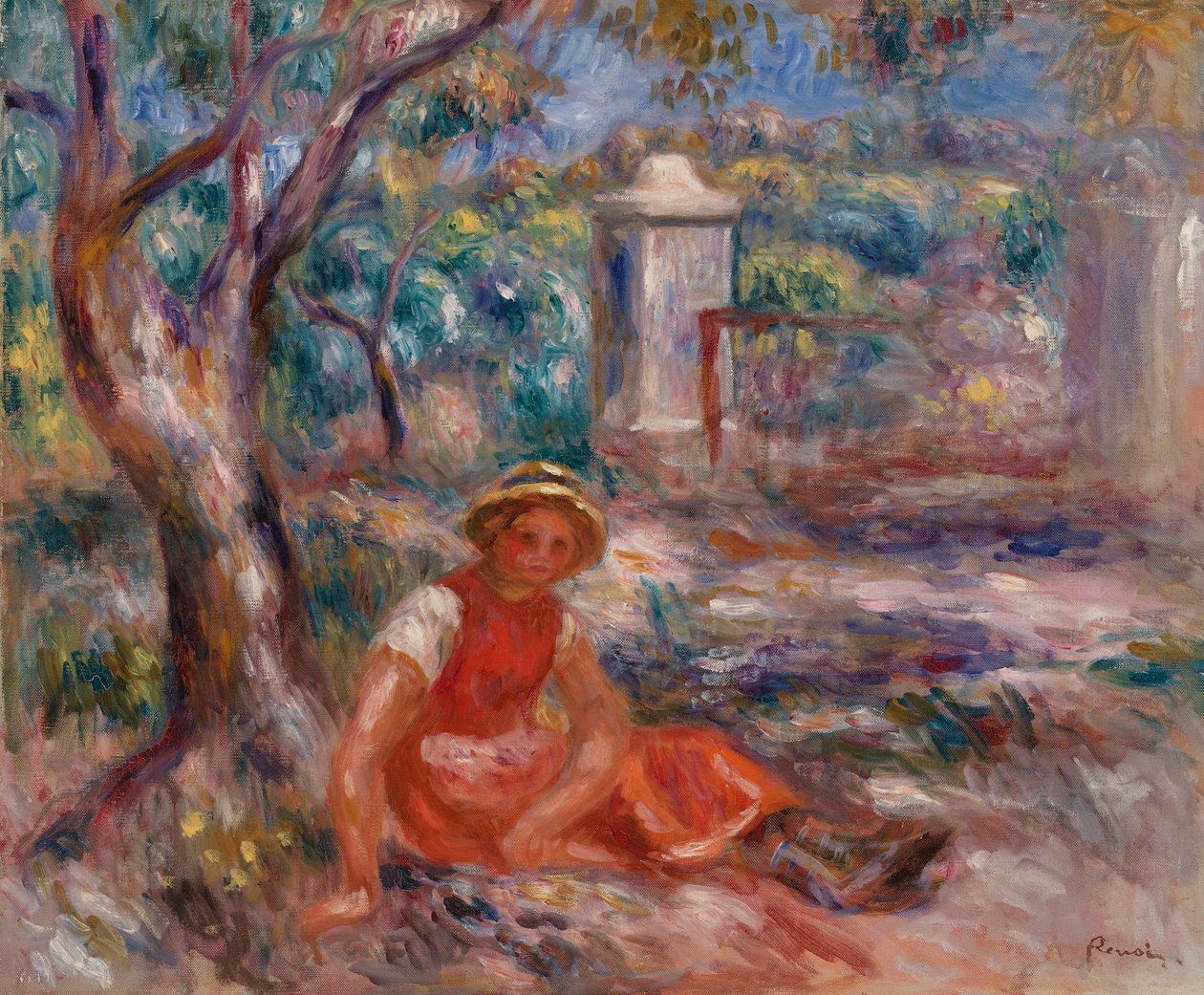 Pige ved foden af ​​et træ af Pierre Auguste Renoir
