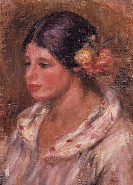 Pige med roser i håret af Pierre Auguste Renoir