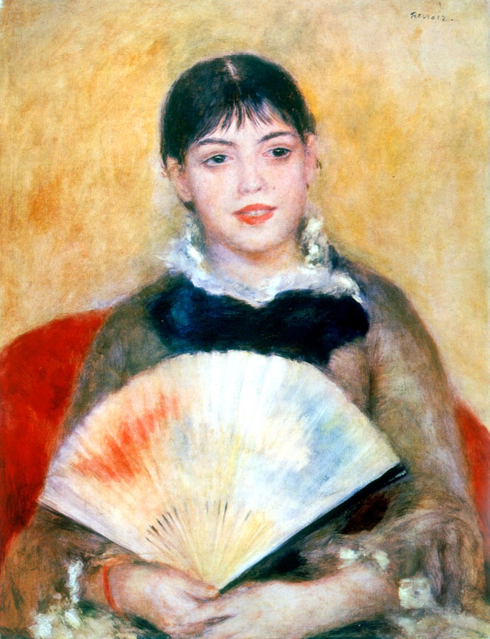 Pige med fan, 1881 af Pierre Auguste Renoir