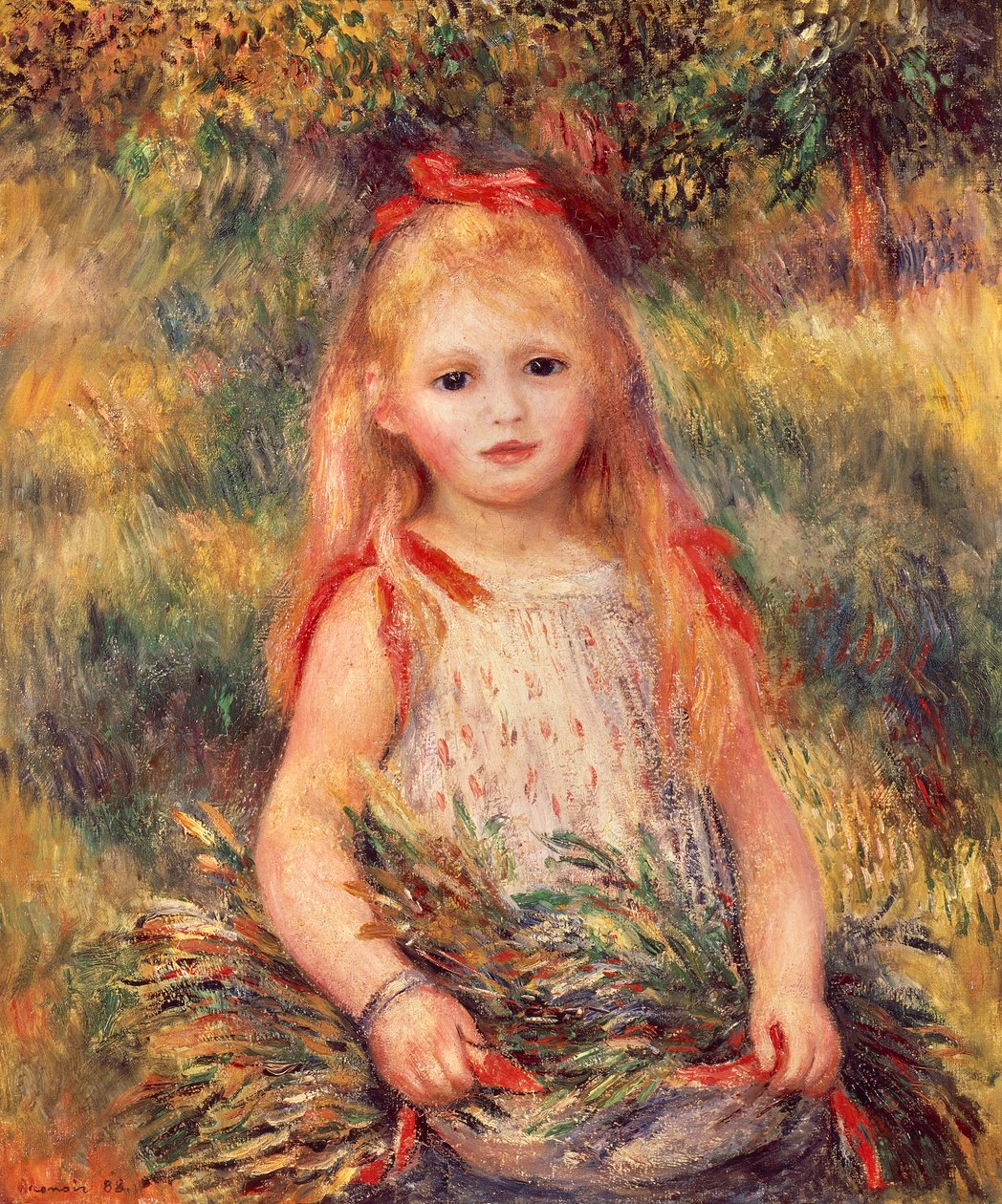 Pige med kornskurve af Pierre-Auguste Renoir (1841-1919), olie på lærred, 65x54 cm af Pierre Auguste Renoir