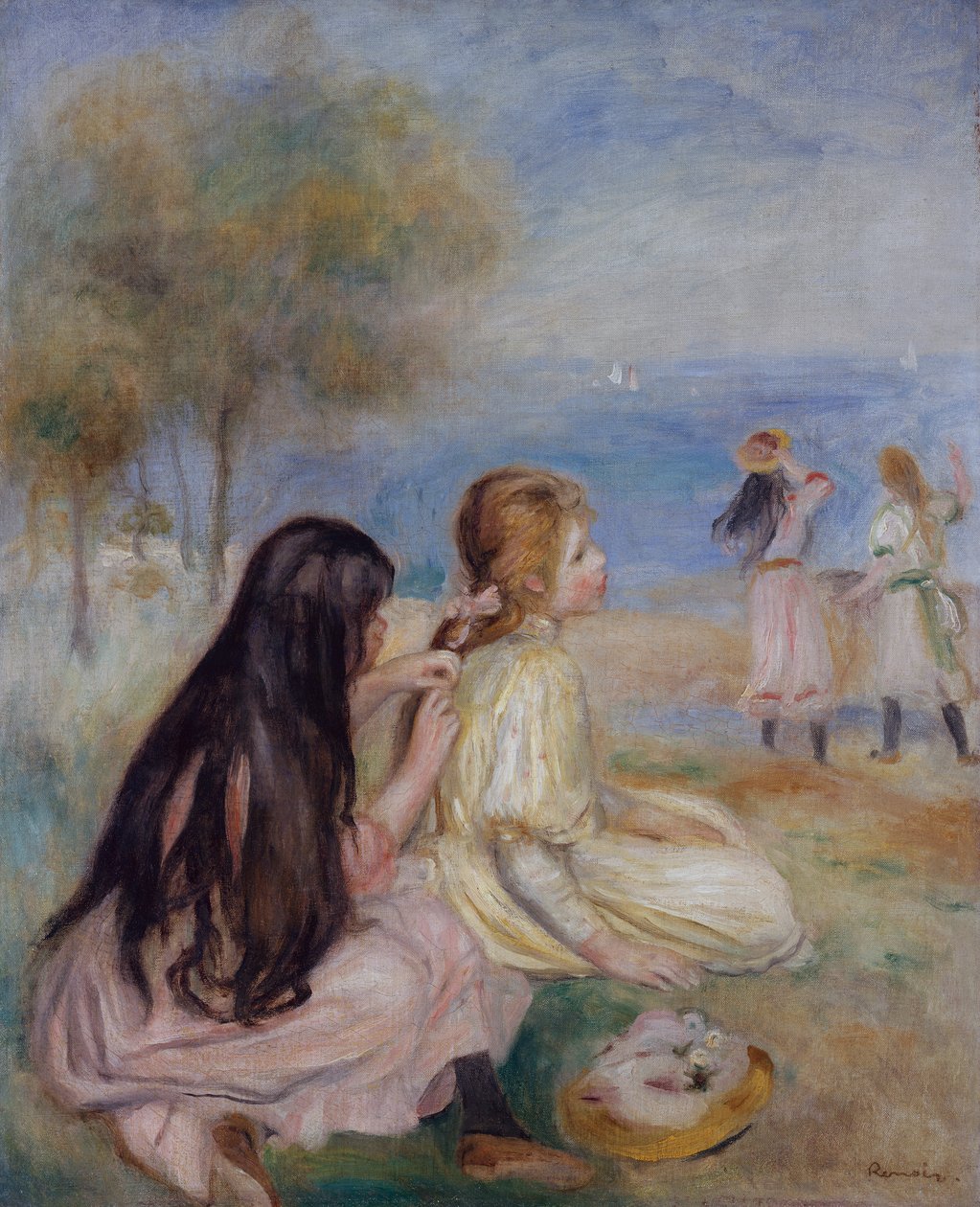 Girls by the Seaside, ca. 1875 (olie på lærred) af Pierre Auguste Renoir