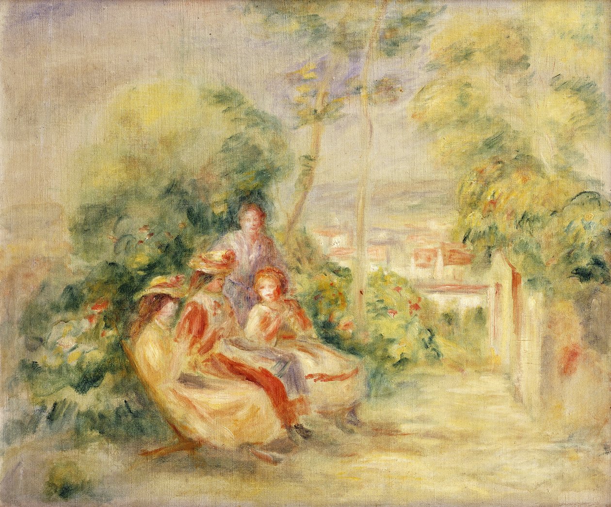 Piger i en Have; Piger i en have, ca. 1895 af Pierre Auguste Renoir