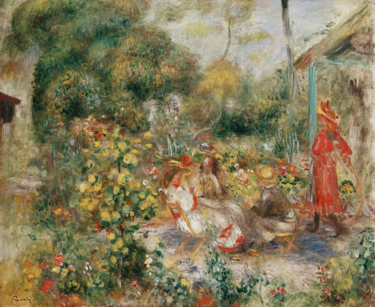 Piger i en have i Montmartre; Piger i en have i Montmartre, ca. 1893-5 af Pierre Auguste Renoir