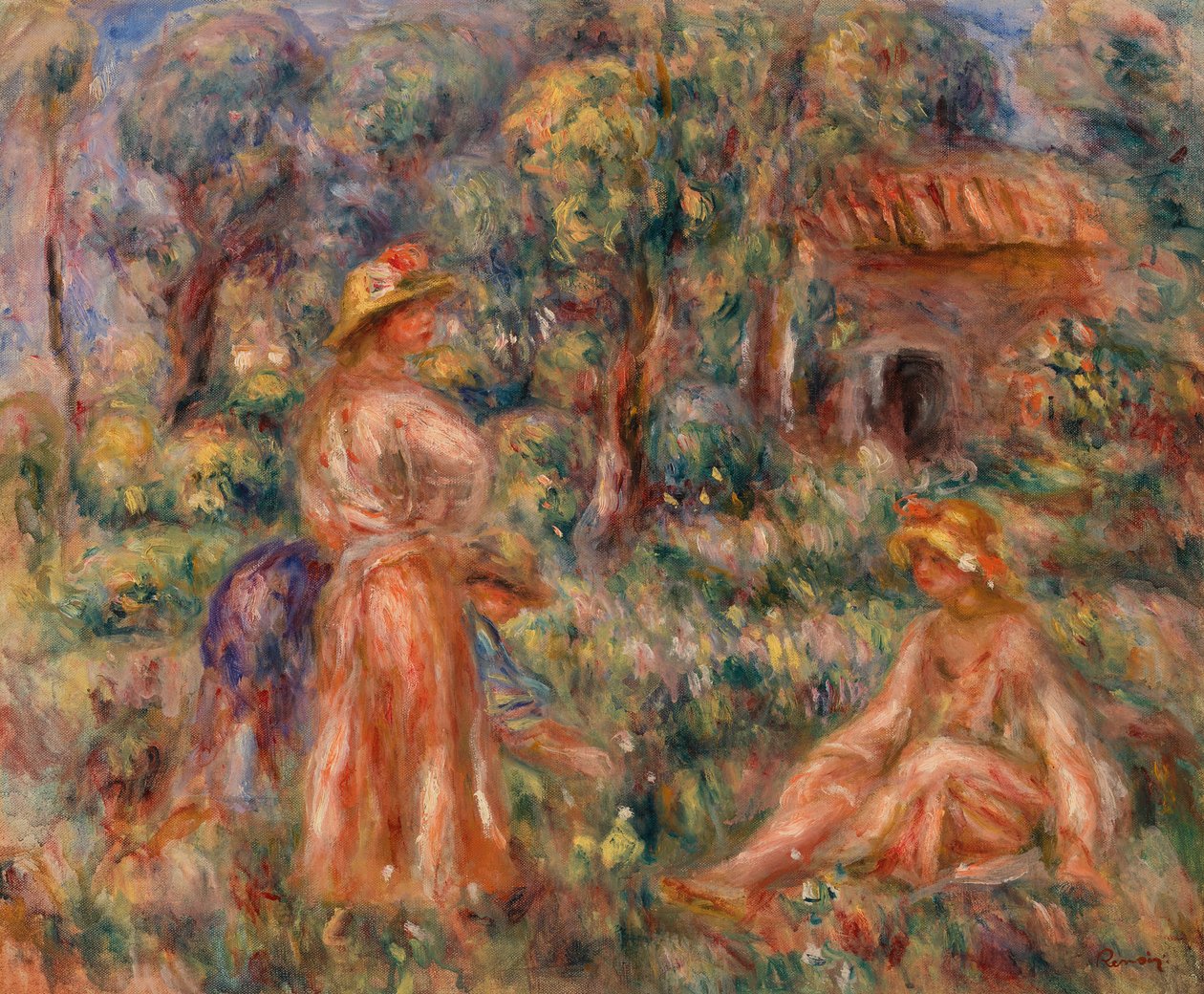 Piger i et landskab af Pierre Auguste Renoir