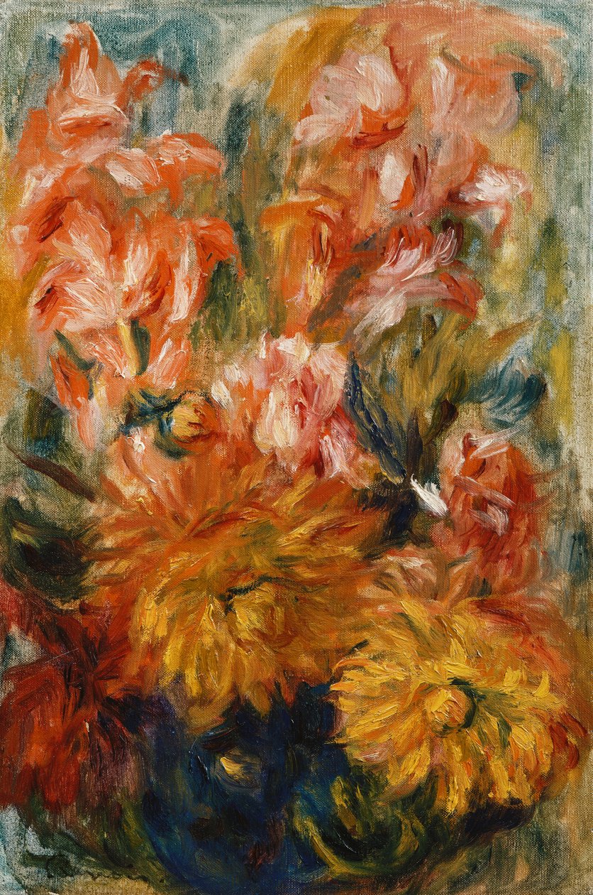 Gladioler i en blå vase; Gladiolus i en blå vase, af Pierre Auguste Renoir