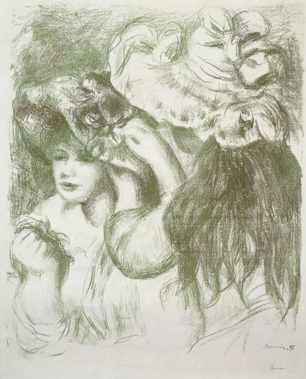 Hattenål, første bræt; Pinhatten, første plade, ca. 1897 af Pierre Auguste Renoir