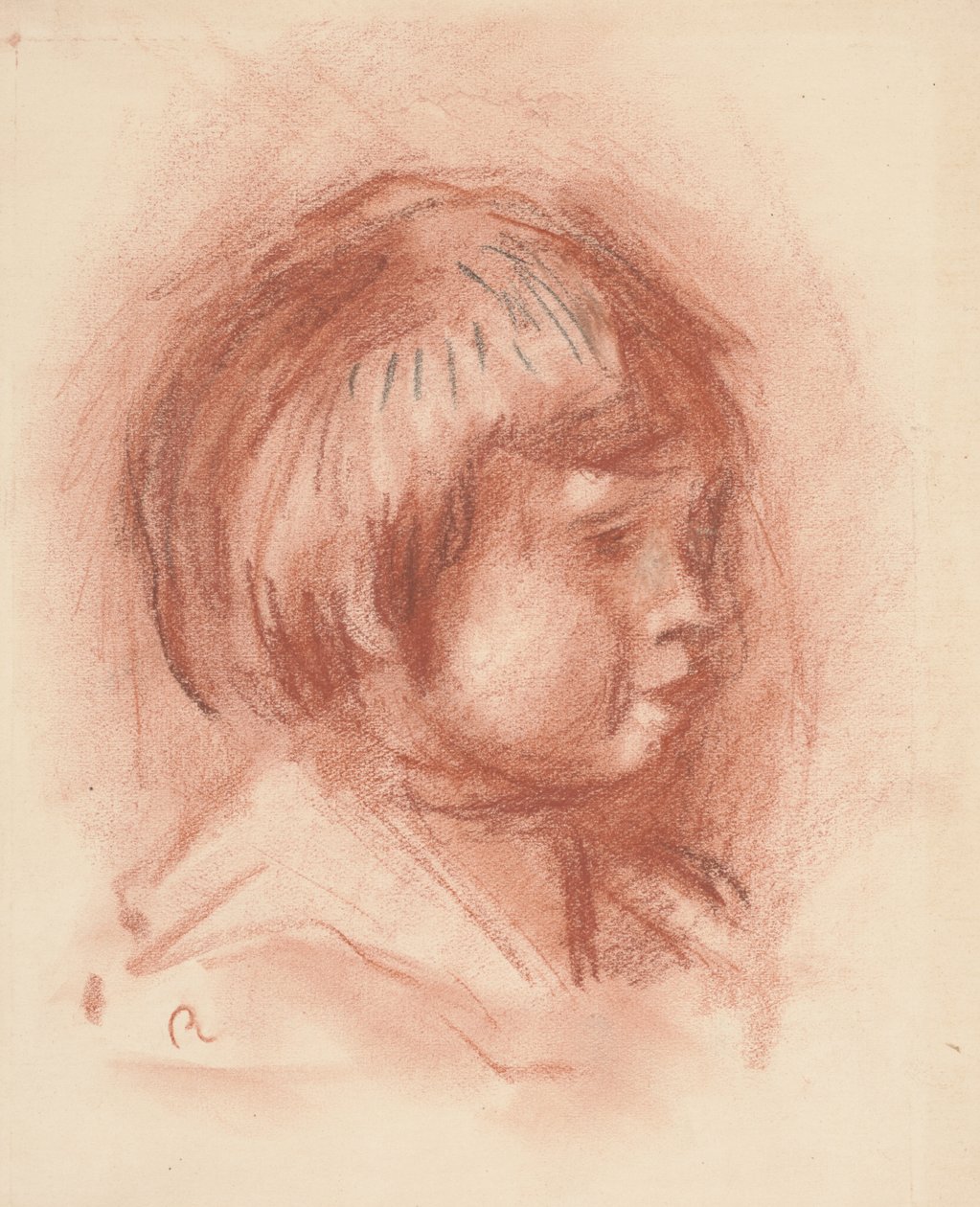 Head of Child, ca. 1906 (sangvinsk kridt) af Pierre Auguste Renoir