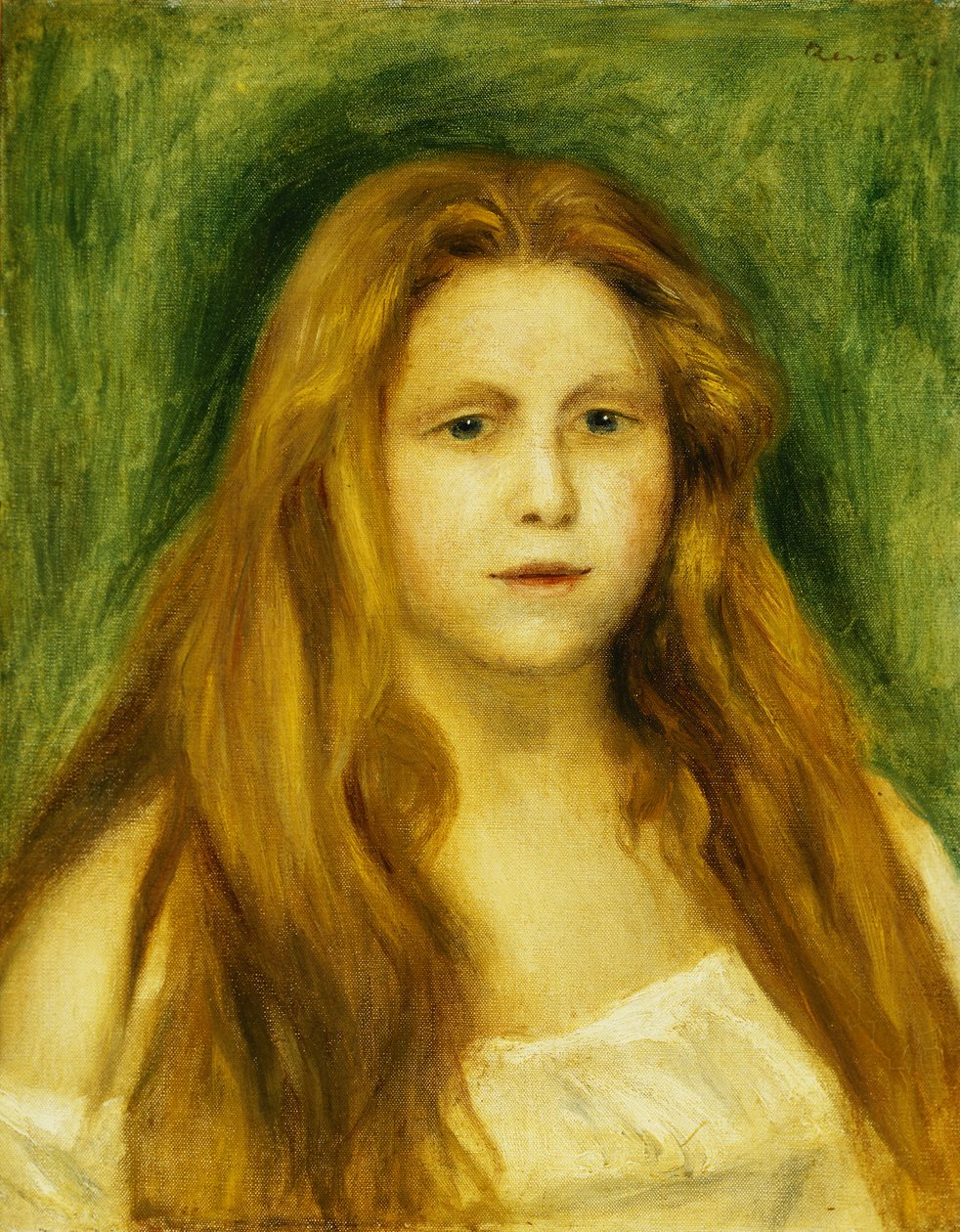 Head of Girl; Leder af en ung pige, 1888 af Pierre Auguste Renoir