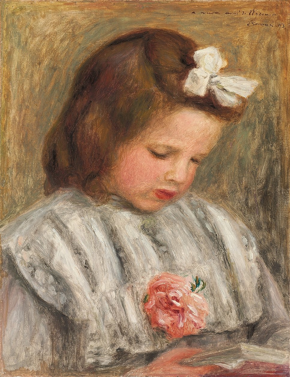 Hoved af en Pige; Tete de filet, ca. 1893 af Pierre Auguste Renoir