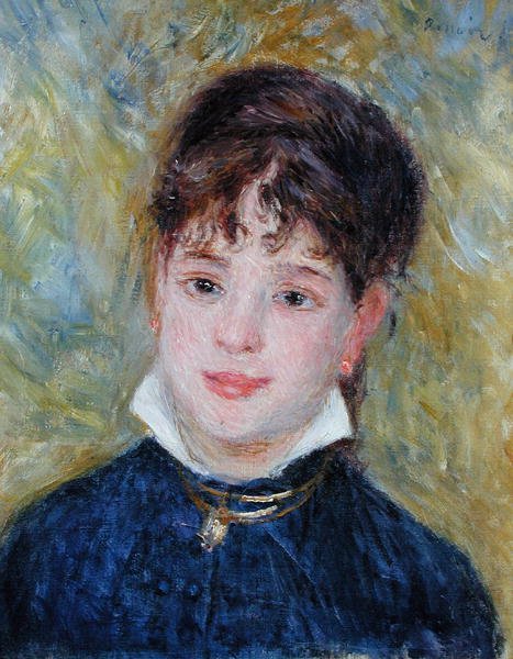 Head of a Young Woman (Jeanne Samary) c.1877-79 (olie på lærred) af Pierre Auguste Renoir