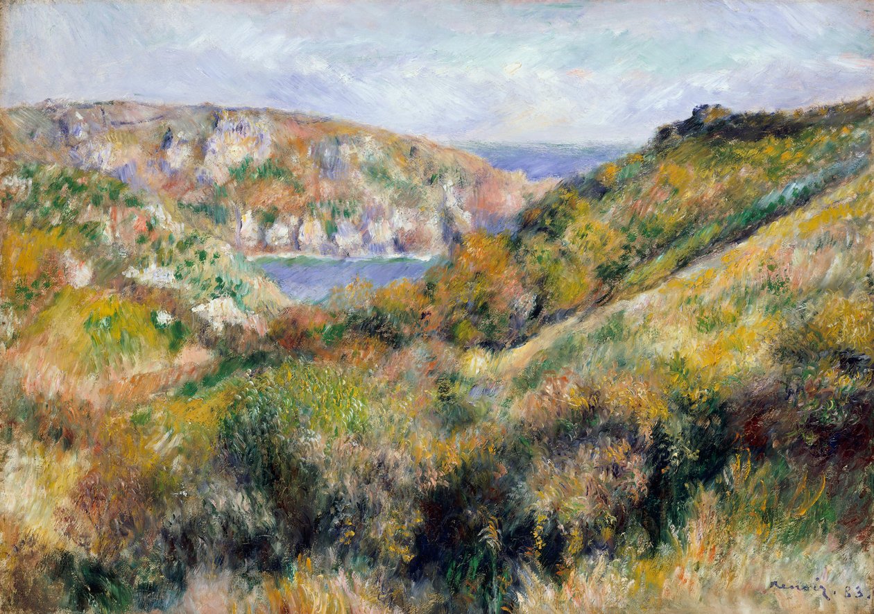Bakker omkring bugten Moulin Huet, Guernsey, 1883. af Pierre Auguste Renoir