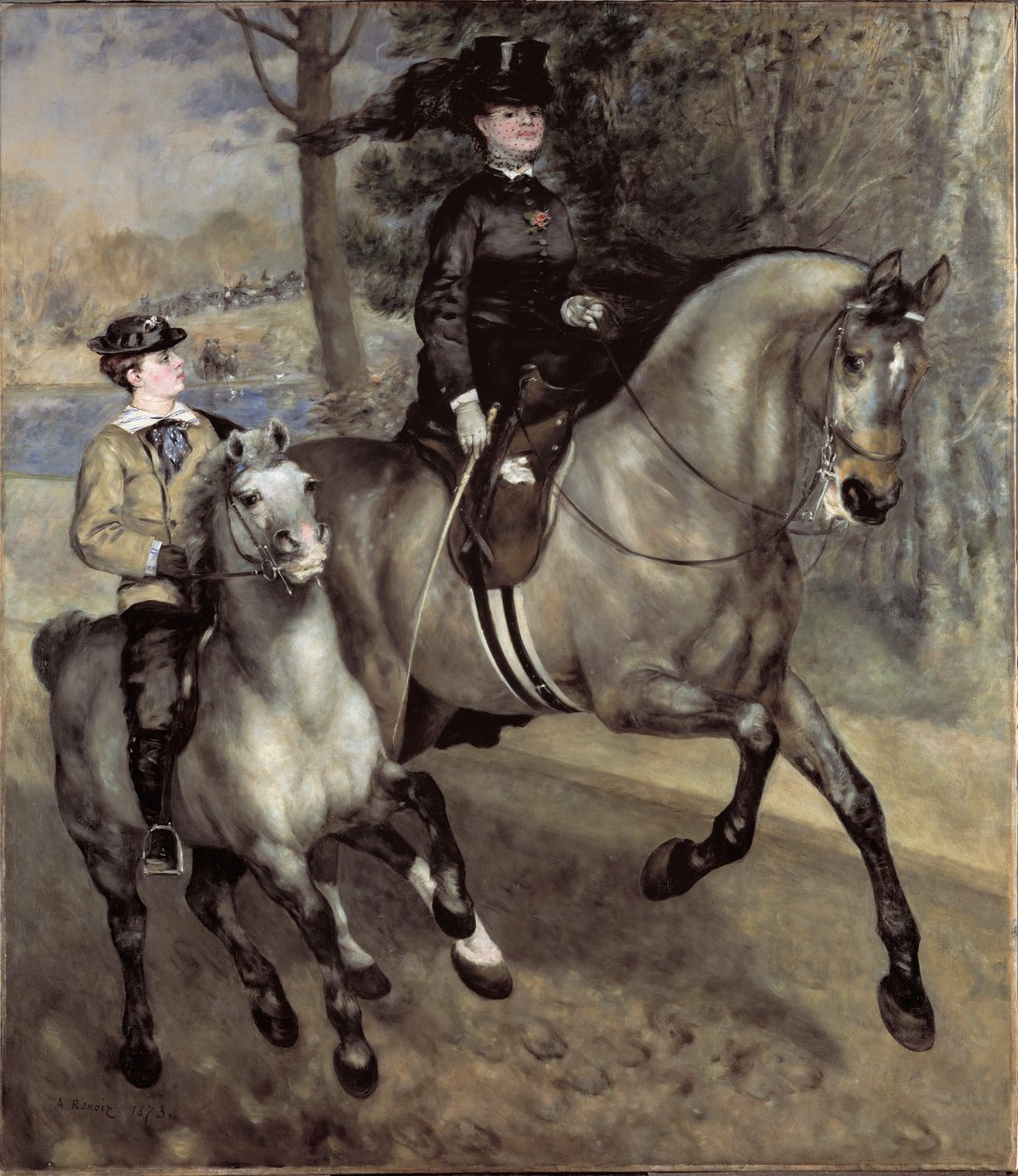 Ryttere (eller ridetur) ved Bois de Boulogne. Maleri af Pierre Auguste Renoir (Pierre-Auguste af Pierre Auguste Renoir