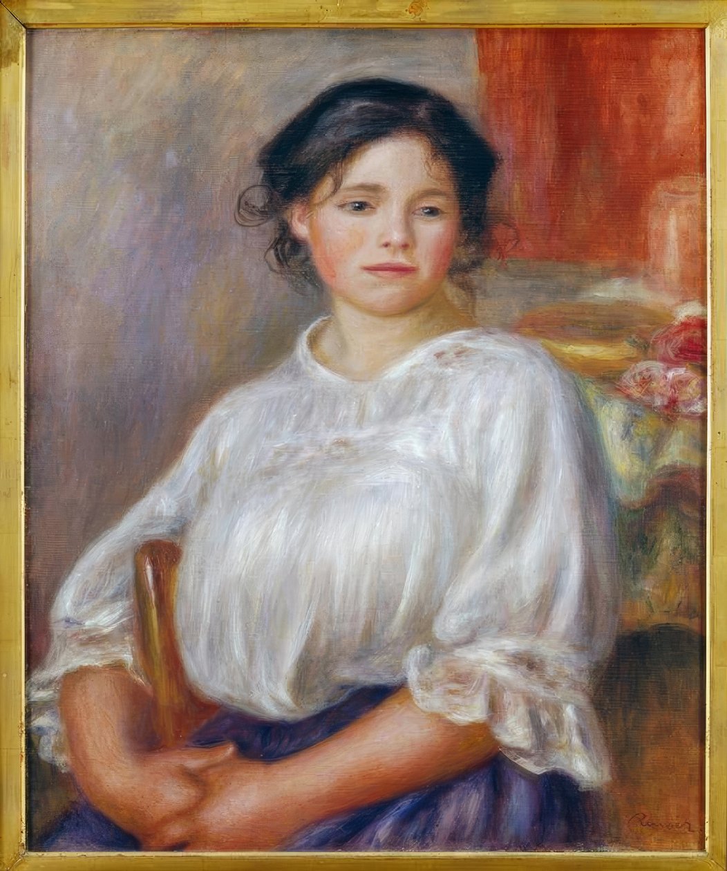 Ung pige sidder af Pierre Auguste Renoir