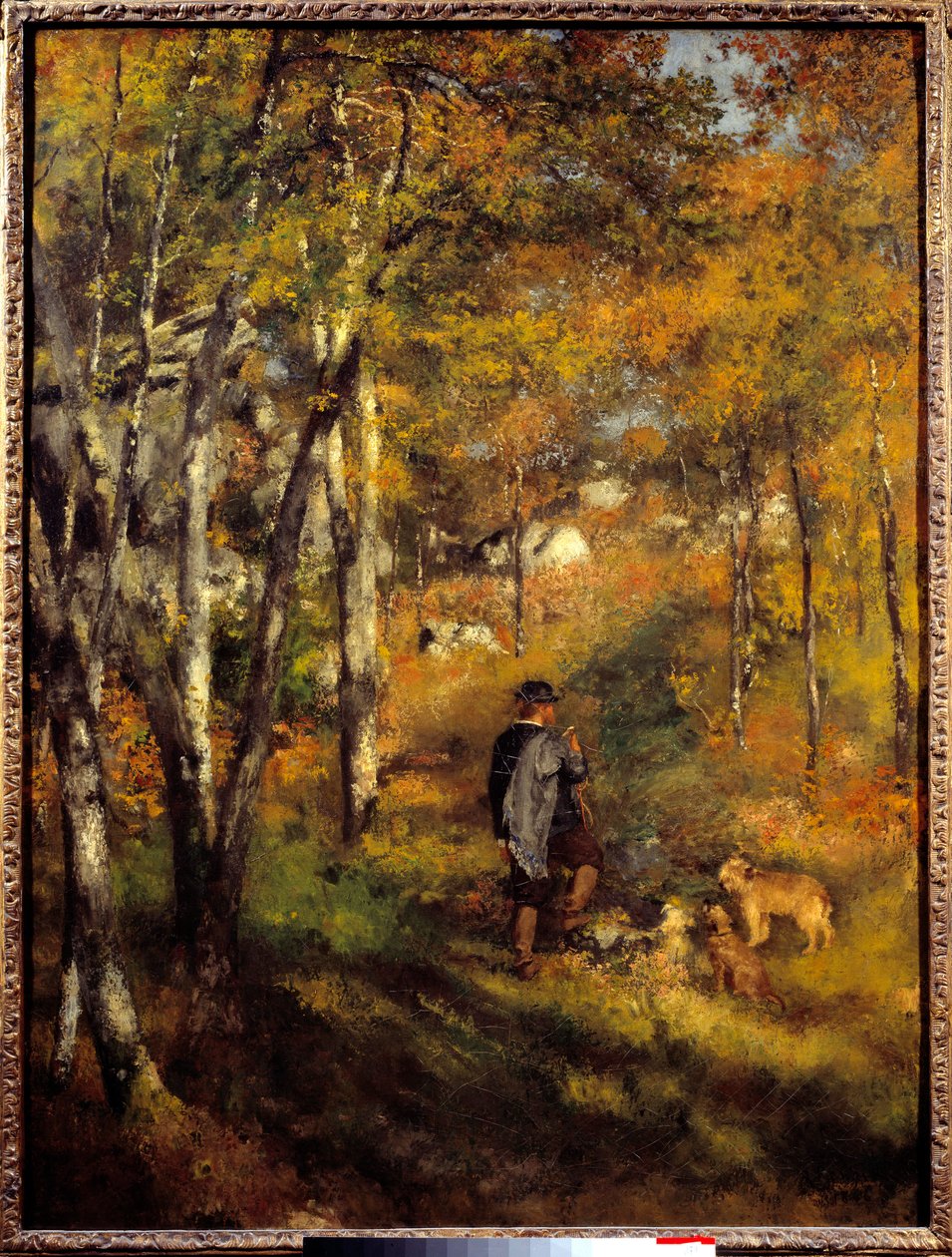 Jules Lecoeur og hans hunde i Fontainebleau-skoven. Maleri af Pierre Auguste Renoir (1841-1919) af Pierre Auguste Renoir