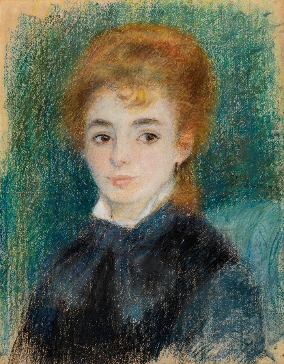 Dame med rødbrunt hår, ca. 1875-78 (pastel på tandet papir) af Pierre Auguste Renoir