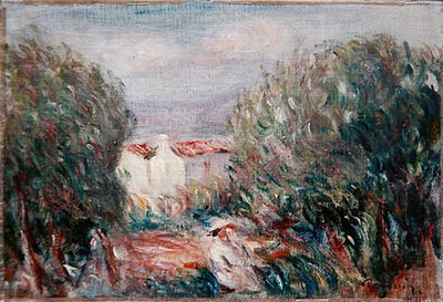 Landskab, ca. 1900 (olie på bord) af Pierre Auguste Renoir