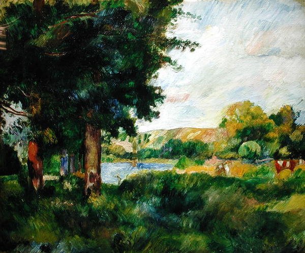 Landskab i Ile-de-France, eller Landskab med store træer af Pierre Auguste Renoir