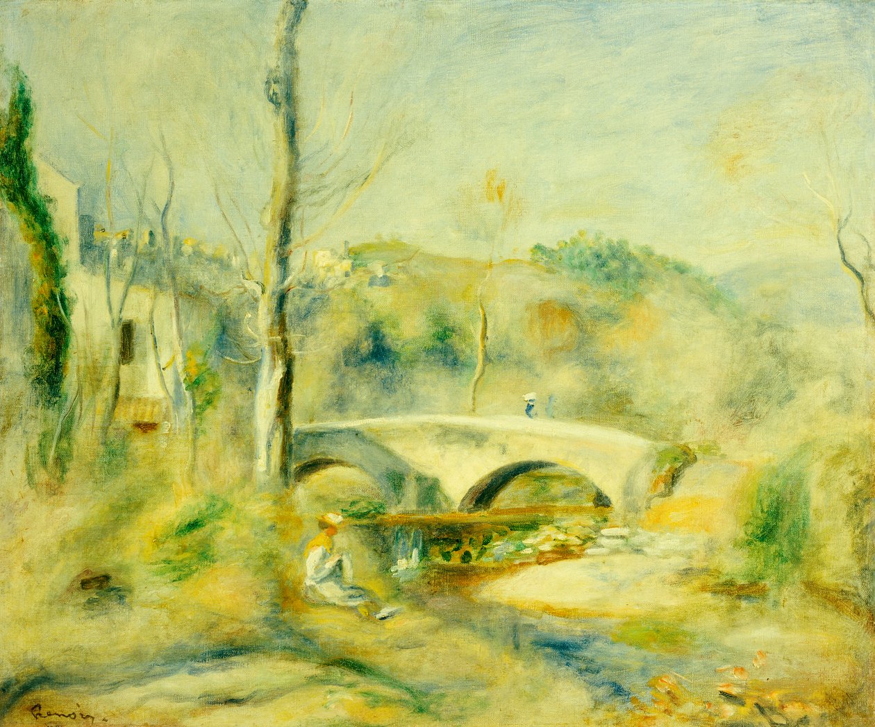 Landskab med en bro af Pierre Auguste Renoir