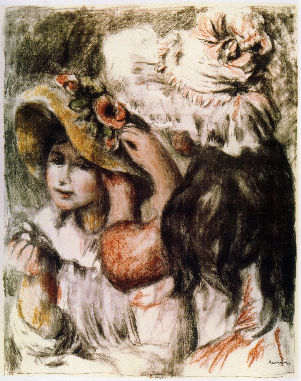The Pinned Hat Pinning the Hat, 1898 af Pierre Auguste Renoir