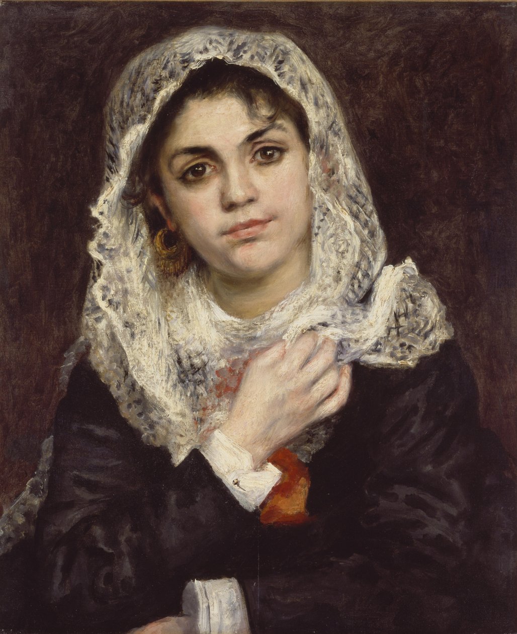 Lise in a White Shawl, c.1872dani af Pierre Auguste Renoir