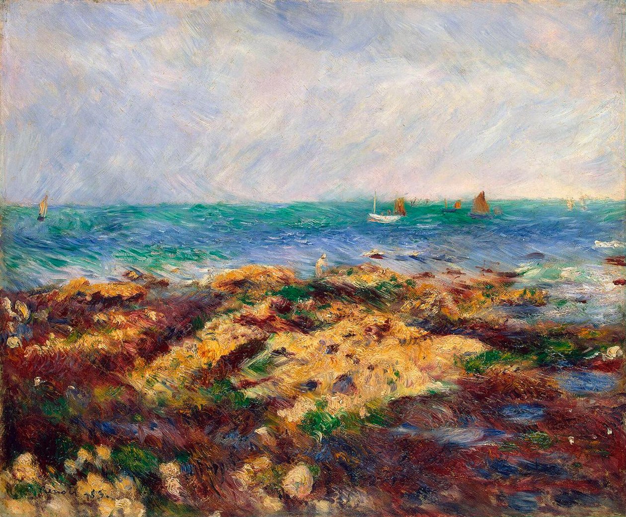 Lavvande ved Yport, 1883. af Pierre Auguste Renoir