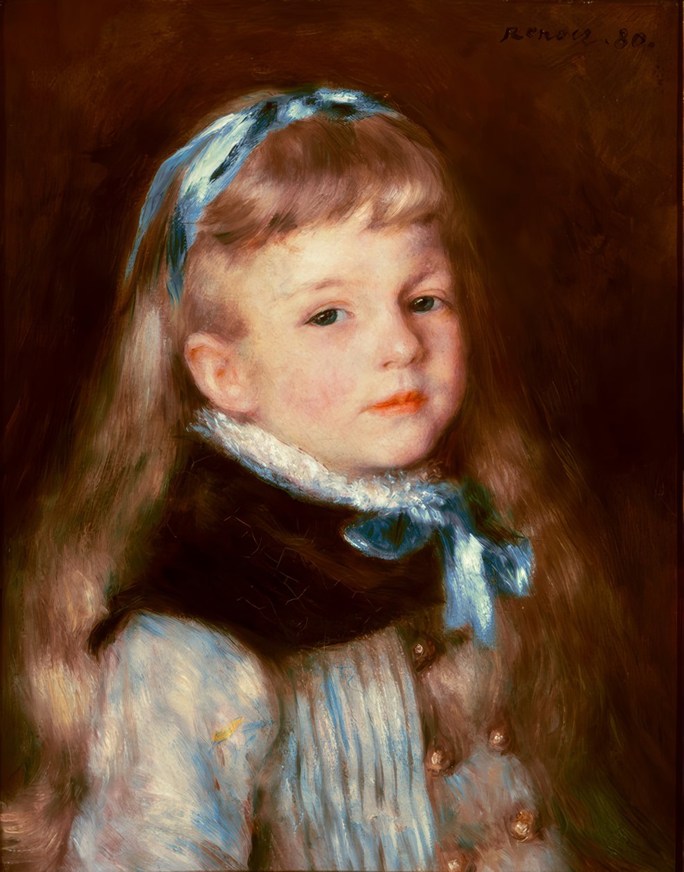 Mademoiselle Grimprel med det blå bånd af Pierre Auguste Renoir