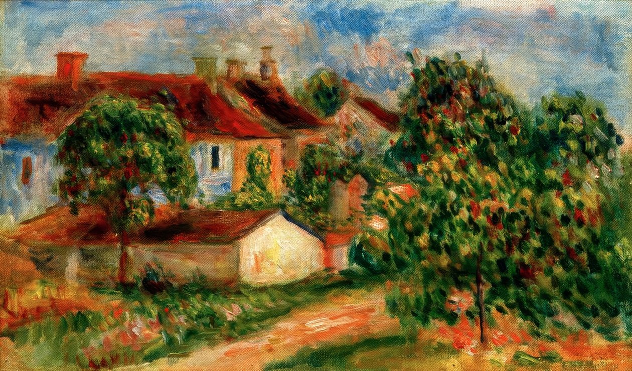 Landsbyhuse, røde tage af Pierre Auguste Renoir