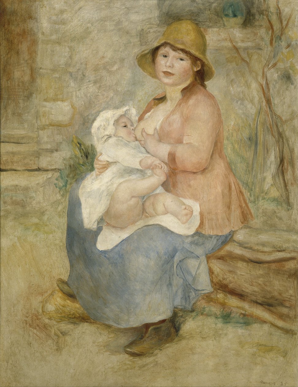 Moderskab, også kendt som Barnet ved brystet af Pierre Auguste Renoir